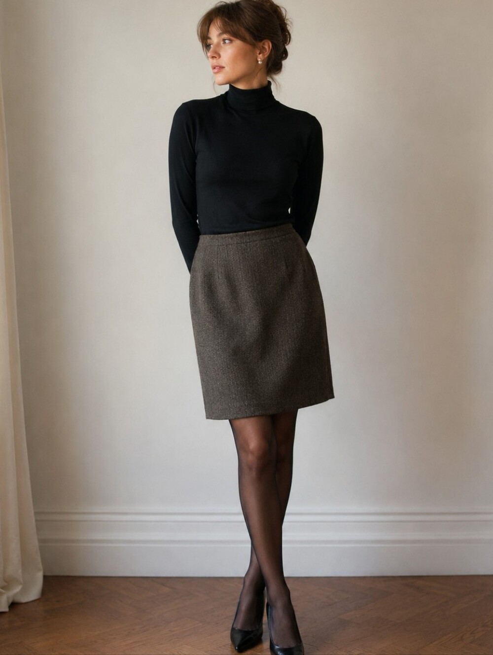 HOLT Renfrew vintage 90s wool blend skirt size 12